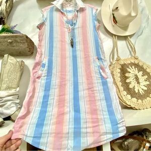 Linen comfy dress w rustic trendy edges w beach resort vacay vibe